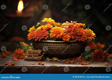 Traditional Aztec Marigold Flower Arrangement Royalty-Free Stock Image | CartoonDealer.com ...