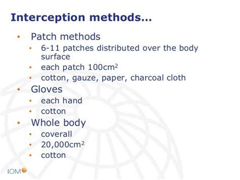 Measurement of dermal exposure - principles and methods