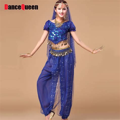 Aliexpress.com : Buy 2018 Bollywood Dance Costumes 5pcs(Top+Pants+Waist Chain+Veil+Headwear ...