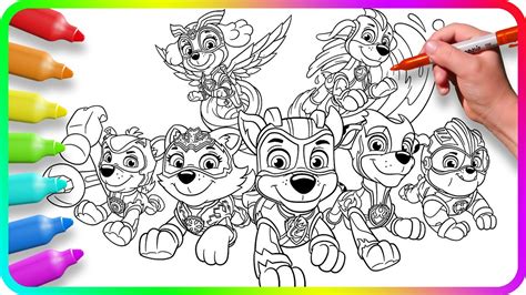 Coloring Pages PAW PATROL - MIGHTY PUPS | How to draw Mighty Pups | Easy Drawing Tutorial Art ...