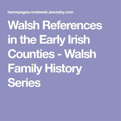 Walsh References in the Early Irish Counties - Walsh Family History Series | Irish counties ...