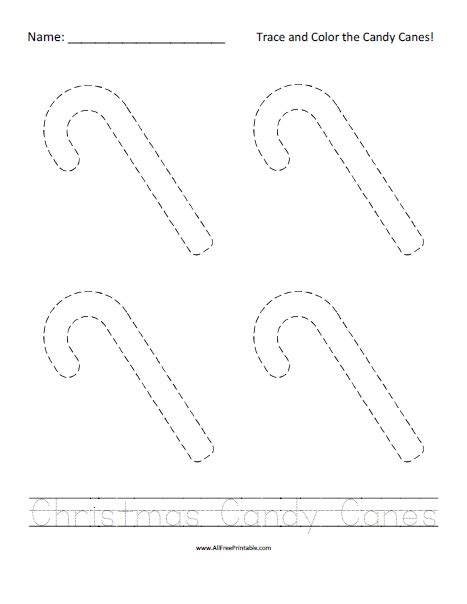 Christmas Candy Canes Tracing Worksheet – Free Printable