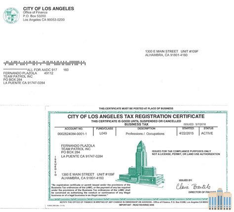 Los Angeles Business Tax Registration Certificate - prntbl ...