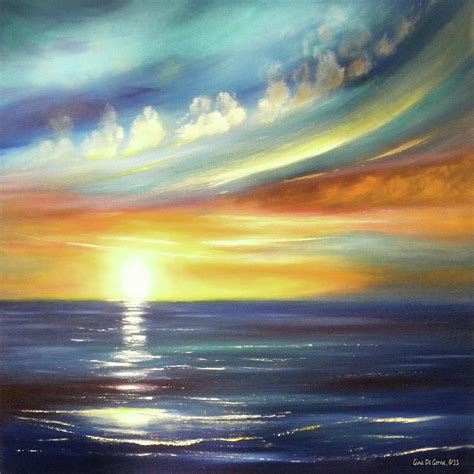 Here It Goes - Square Sunset Painting Painting by Gina De Gorna