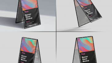 6 Free Vertical Standing Banner Mockups PSD Set - PsFiles