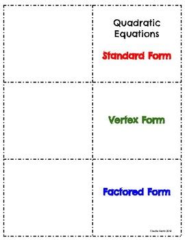 Standard, vertex and factored form of quadratic equations by Claudia Austin