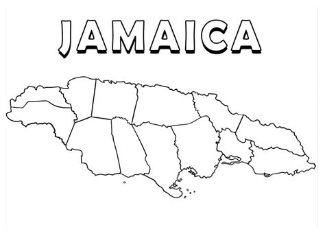 Map of Jamaica coloring page - Download, Print or Color Online for Free