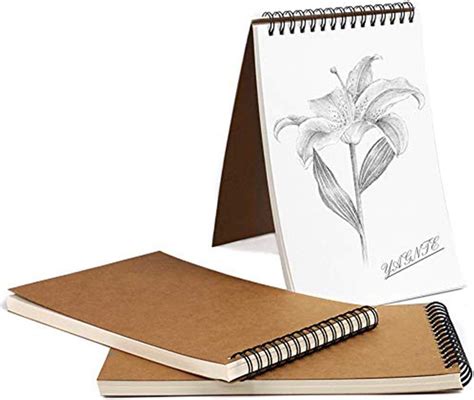 A5 Spiral Sketchbook,3Pack Kraft Paper Sketch Pad 100 Pages/ 50 Sheets ...