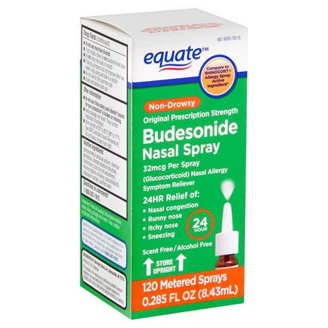 Equate Allergy Relief 24 Hour Non-Drowsy Budesonide Nasal Spray 32mcg ...