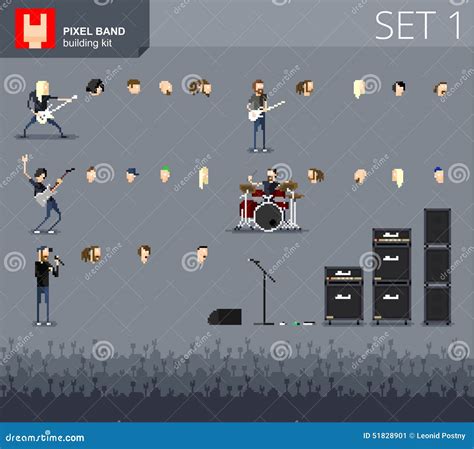 Pixel Rock Band Vector Illustration | CartoonDealer.com #26047302