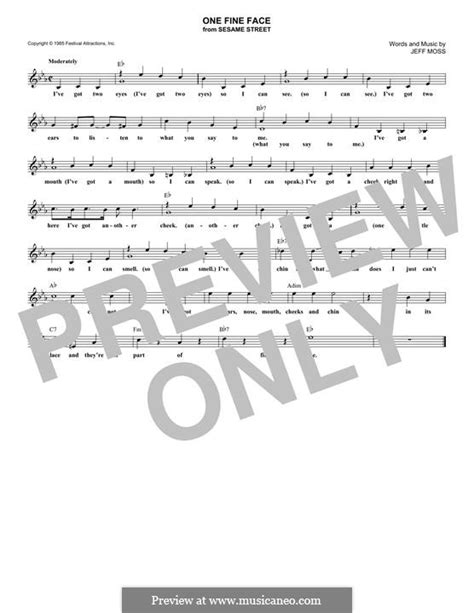 One Fine Face (from Sesame Street) by J. Moss - sheet music on MusicaNeo