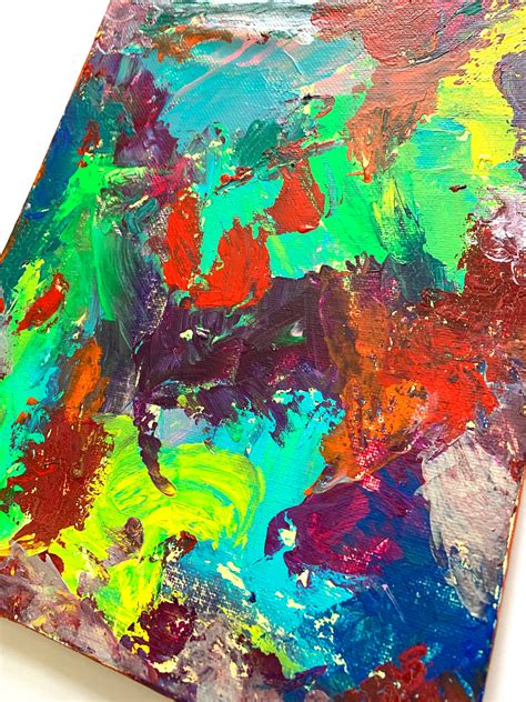 Rainbow Abstract Canvas Painting | Etsy