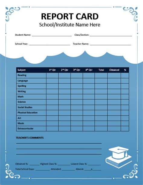 Report Card Template Excel Free - PRINTABLE TEMPLATES