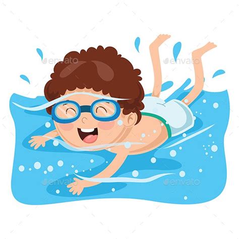 Vector Illustration of Kid Swimming | Ilustración de los niños ...