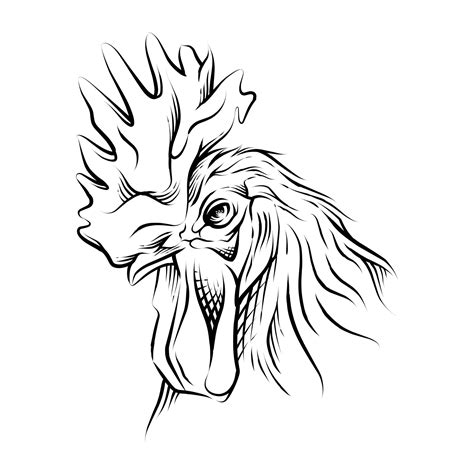 Rooster Head hand drawn illustration 4967553 Vector Art at Vecteezy