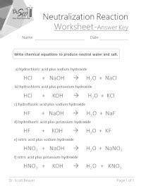 Neutralisation Equations Worksheet Answers - Studying Worksheets