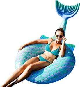 Amazon.com: Parentswell Inflatable Mermaid Pool Floats, 71'' Swimming Pool Tube Mermaid Floaties ...