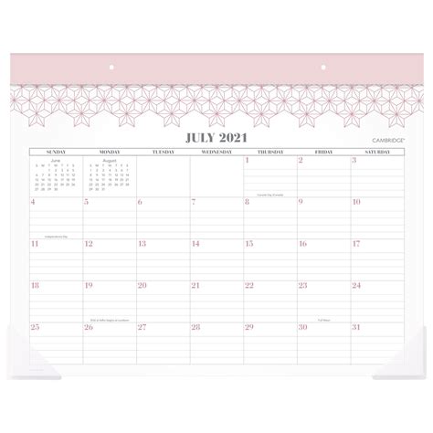 Cambridge WorkStyle Pink Geo Academic Monthly Desk Pad Calendar, 21 3/4" x 17", - Walmart.com ...