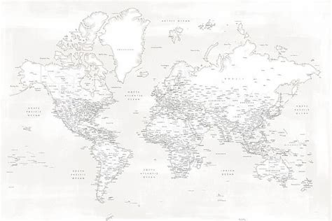 Detailed world map with cities, Maeli white available as Framed Prints, Photos, Wall Art and ...