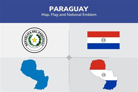 Paraguay Map, Flag and National Emblem (1101614) | Illustrations | Design Bundles