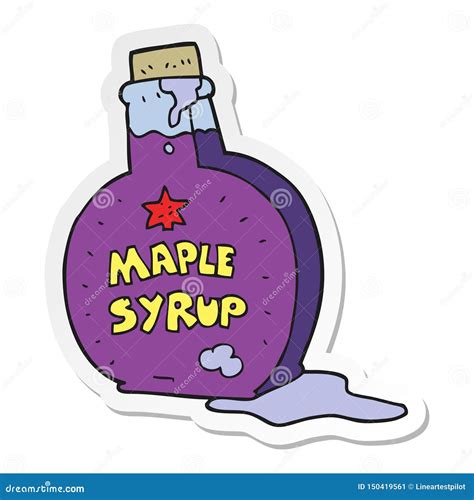 Sticker of a Cartoon Maple Syrup Bottle Stock Vector - Illustration of handdrawn, clip: 150419561