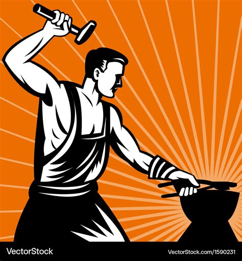 Blacksmith with hammer Royalty Free Vector Image