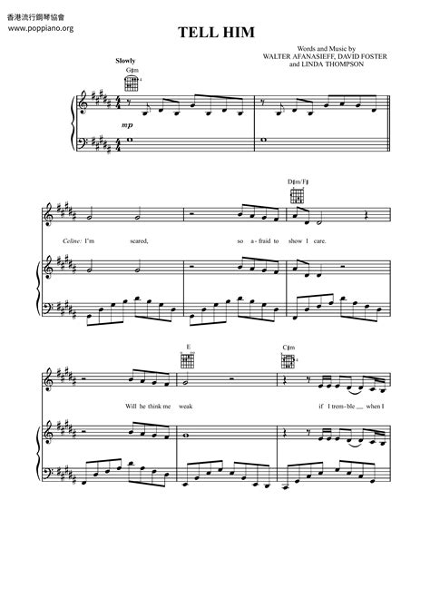 Celine Dion-Tell Him Sheet Music pdf, - Free Score Download ★