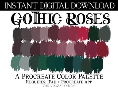 Gothic Roses Procreate Color Palette Dark Red Green Brown | Etsy