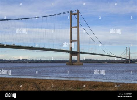 Humber Suspension Bridge, crossing the River Humber Estuary, Between North Lincolnshire and East ...