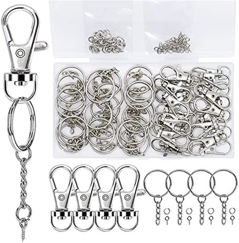 Key Chain Rings Bulk,FANMAOUS 60Pcs Keychain Rings 1 Inch/25mm Silver Key Chain Rings with Jump ...