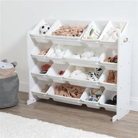 Super-Sized Toy Organizer with 16 Plastic Bins, White/White - Walmart ...