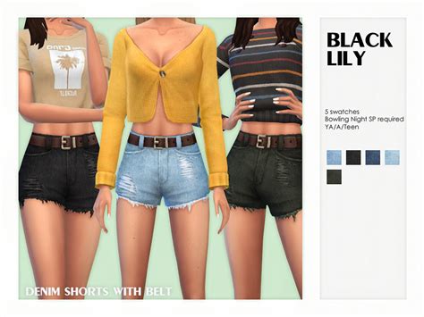 The Sims Resource - Denim Shorts with Belt