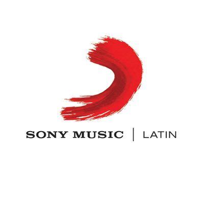 the sony music latin logo is shown on a white background with red paint ...