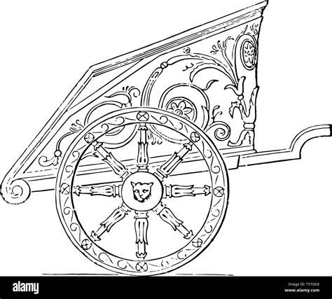 An illustration of the chariot in Ancient Greece, vintage line drawing ...