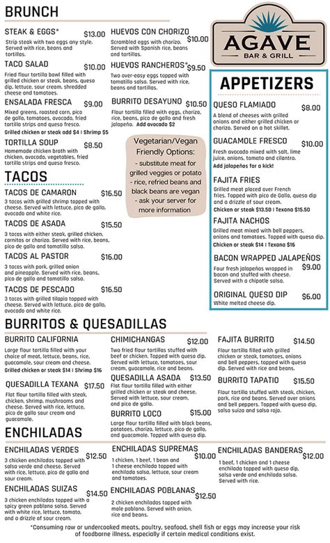 Menu | Agave Bar & Grill