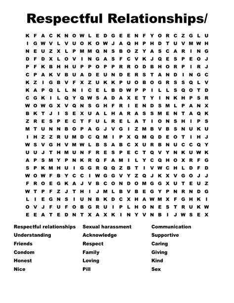 Respectful Relationships/ Word Search - WordMint