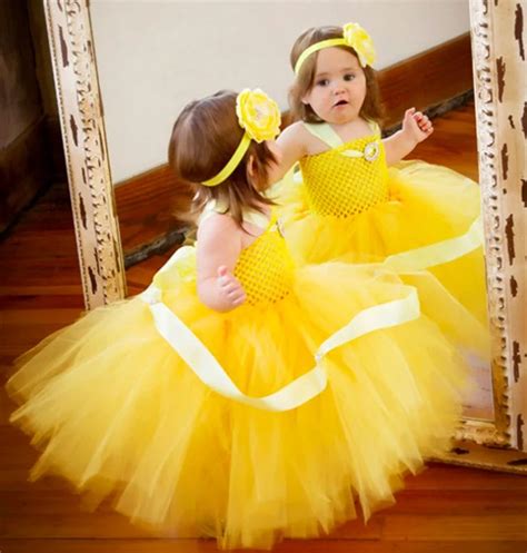 Beautiful Baby Girls Yellow Princess Tutu Dress Kids Fluffy Tulle Dress ...