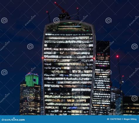 City Skyscrapers at night editorial stock photo. Image of night - 134797063