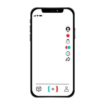 Empty Tiktok Interface App Mobile Frame Vector Transparent Background ...