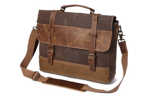 Waxed Canvas Leather Messenger Bag, Men's Shoulder Bag FX8806 | MoshiLeatherBag - Handmade ...