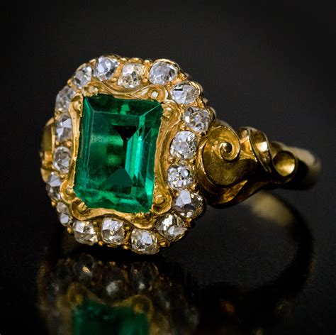 Antique Emerald Diamond Gold Victorian Ring Ref: 720486 - Antique ...