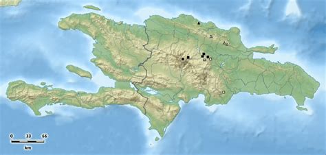 Map of Hispaniola, showing the updated geographical distribution of two... | Download Scientific ...