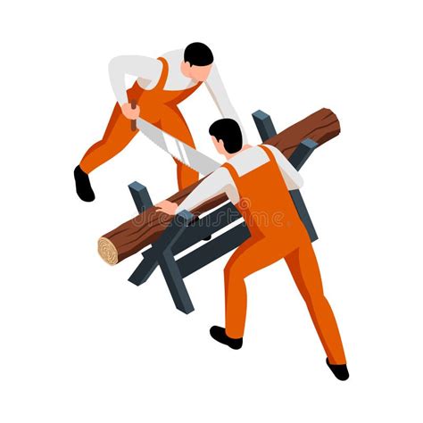 Sawing Up Logs Composition stock vector. Illustration of uniform ...