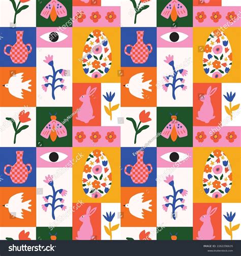 Abstract Floral Collage Seamless Pattern Background: vetor stock (livre ...