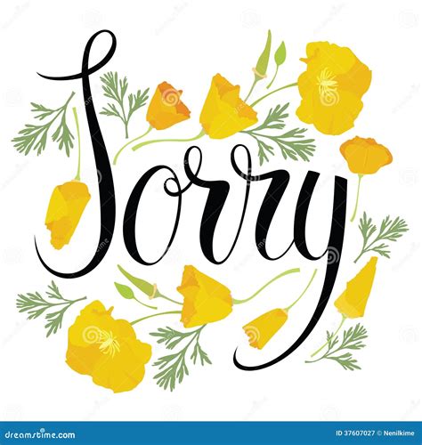 Sorry Card With Yellow Flowers Stock Vector - Illustration of word, excuse: 37607027