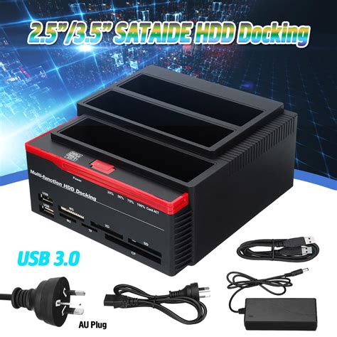 External Triple SATA IDE HDD Docking Station 2.5''/3.5''Hard Drive Enclosure Card Reader USB 3.0