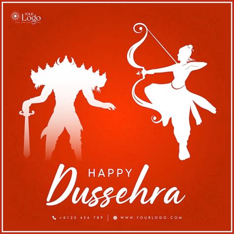 Premium Vector | Happy dussehra post design, ram navami post design