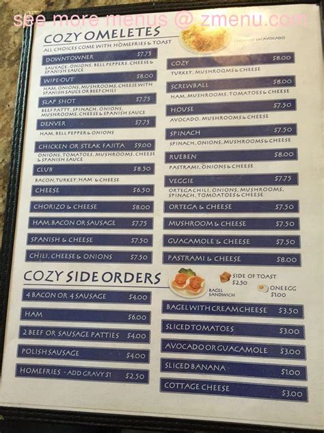 Menu at Cozy Cafe, Redondo Beach