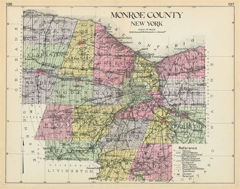 MONROE County New York 1912 Map Replica or GENUINE ORIGINAL - Etsy