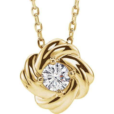 14k Rose Gold Diamond Love Knot Necklace 1/6 Ctw | Sarraf.com